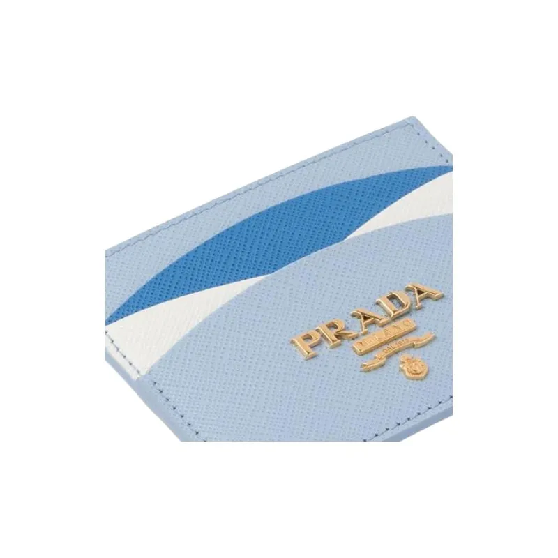 PRADA Saffiano Leather Card Holder Women's Blue-4