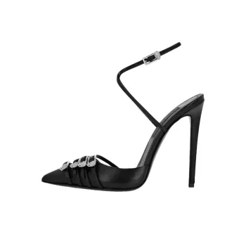 PHILIPP PLEIN Multi Strap Crossing Slim Heel High Heels 12cm Women's Black