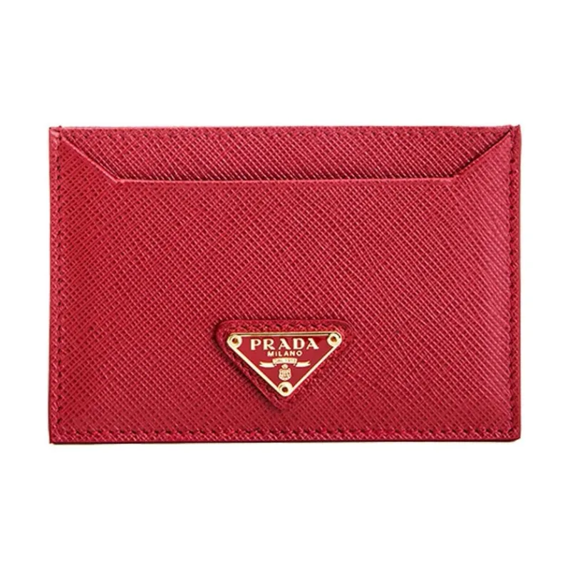 PRADA Cow Leather Card Holder Women's Red-0