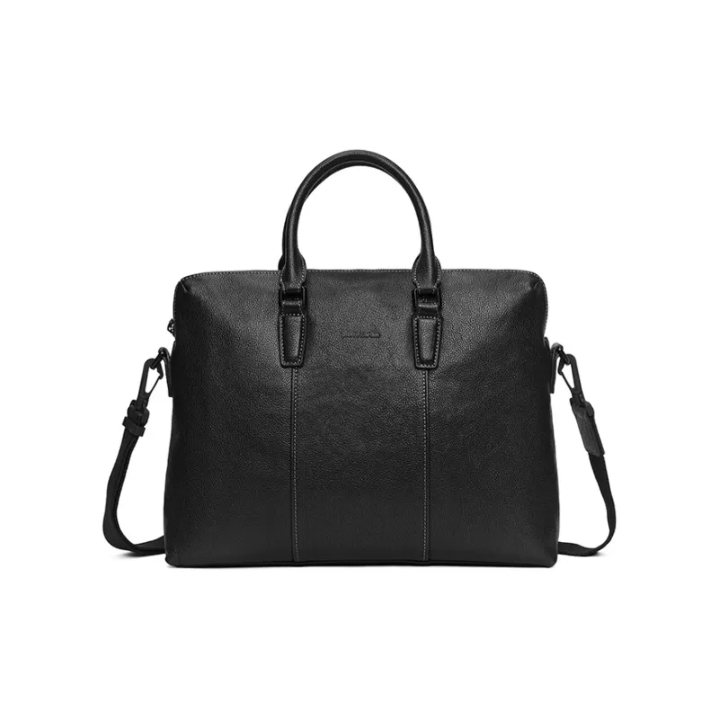 PIERRE CARDIN Top Grain Cow Leather Large Capacity Portable Crossbody Bag Tubas Men's Black-1