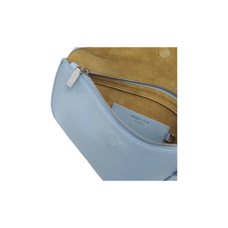 Alexander McQueen T Bar Sling Grained Calfskin Crossbody Bag, Shoulder Bag Women's Shirt Blue-4