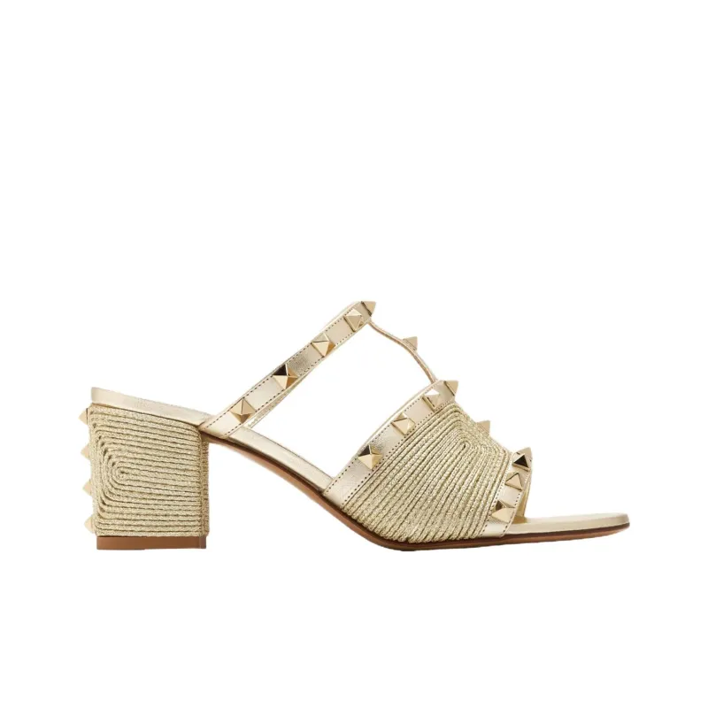 Valentino GARAVANI Abrasion Resistant Slide Slippers 6cm Women's Gold-1