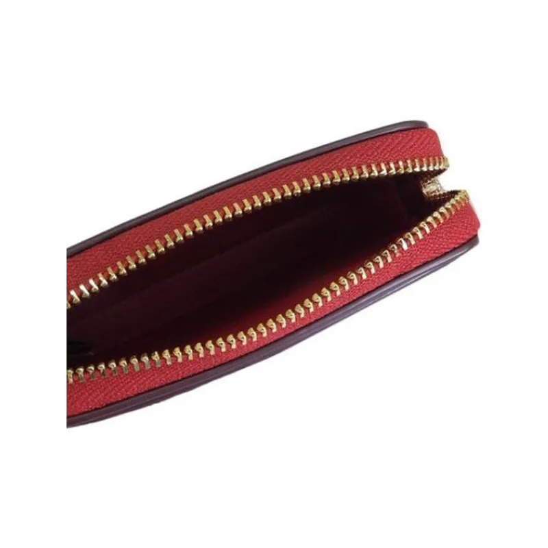 COACH Leather Card Holder Mini Women's Walnut Wood Bold Red-4