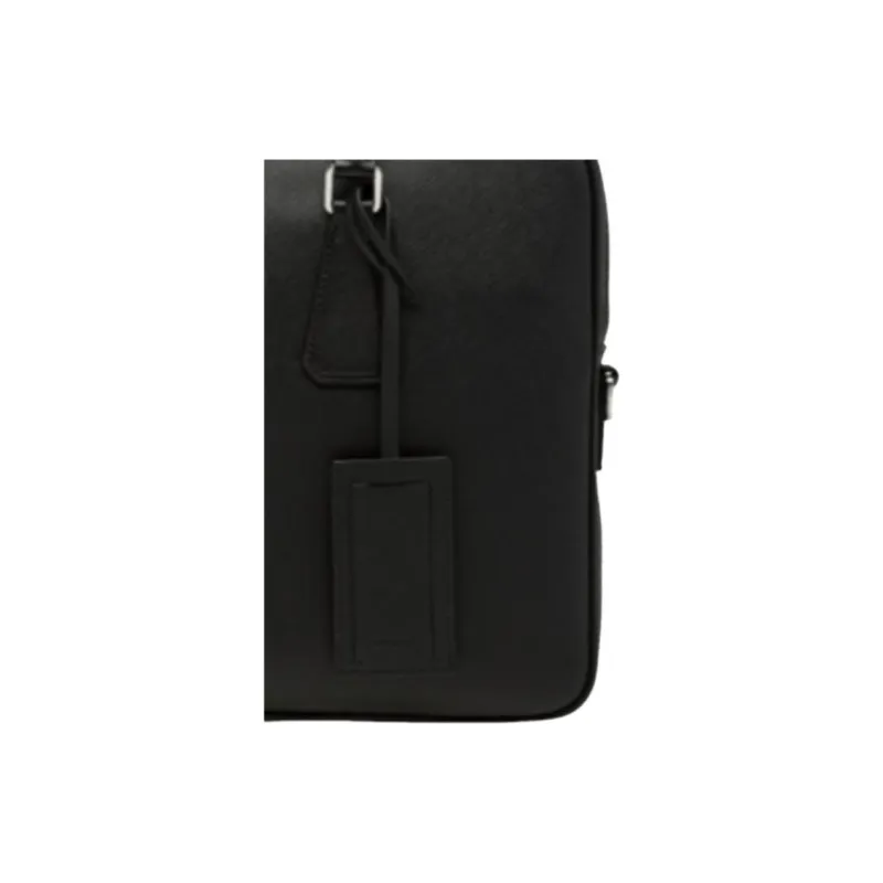 PRADA Saffiano Leather Briefcase Messenger Bag Crossbody Bags Handbags Men's Black-3
