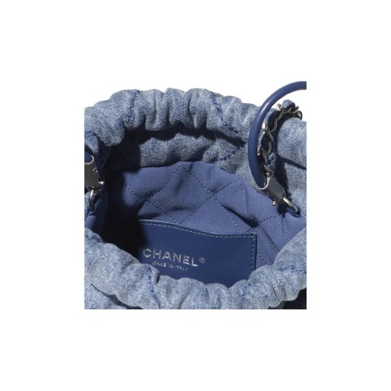 CHANEL 22Bag Washed Denim Handbag, Shoulder Bag, Crossbody Bag Mini Women's Denim Blue-2