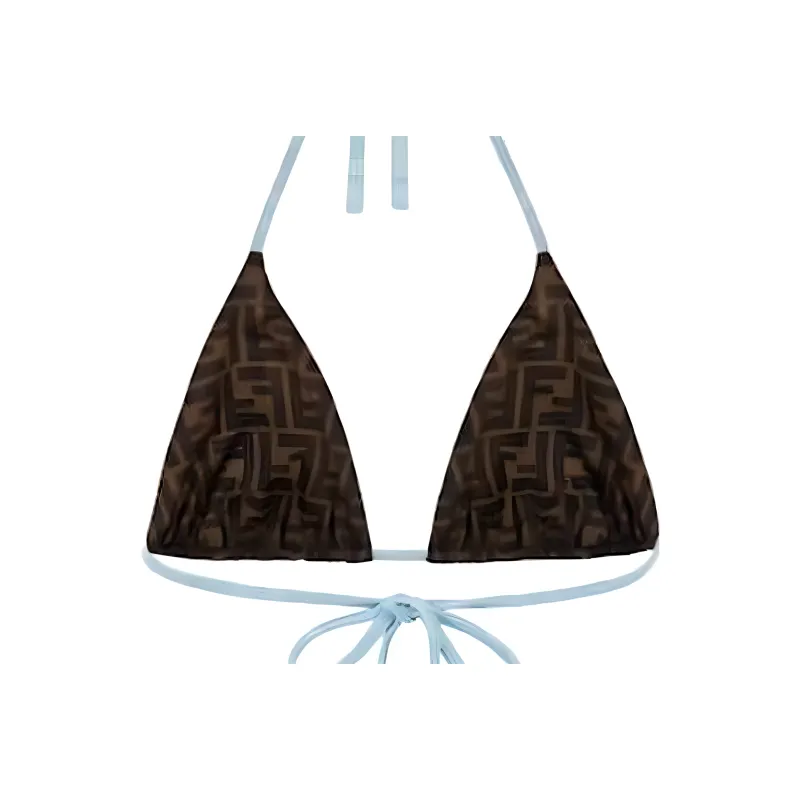 FENDI Jacquard Ff Motif Two Piece Swimsuit Light Blue-3