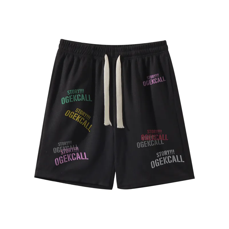 OGEK Casual Shorts Unisex Black Comes With Random Print T Shirt-6