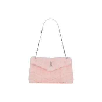SAINT LAURENT PUFFER Wool Handbag, Shoulder Bag Trumpets Women's Pink