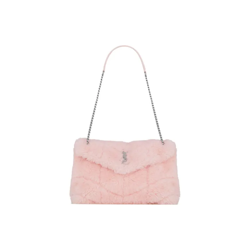 SAINT LAURENT PUFFER Wool Handbag, Shoulder Bag Trumpets Women's Pink-0