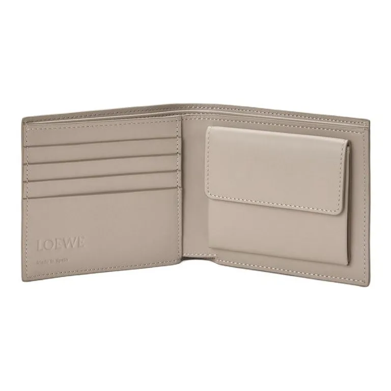 LOEWE Bifold Coin Soft Grain Calfskin Wallet Unisex Ecru-2