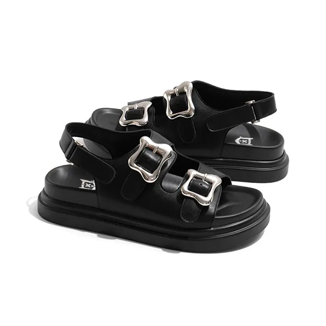 Old Meow Comfortable Soft Sole One Strap Sandals 4.5cm Women's Black-2
