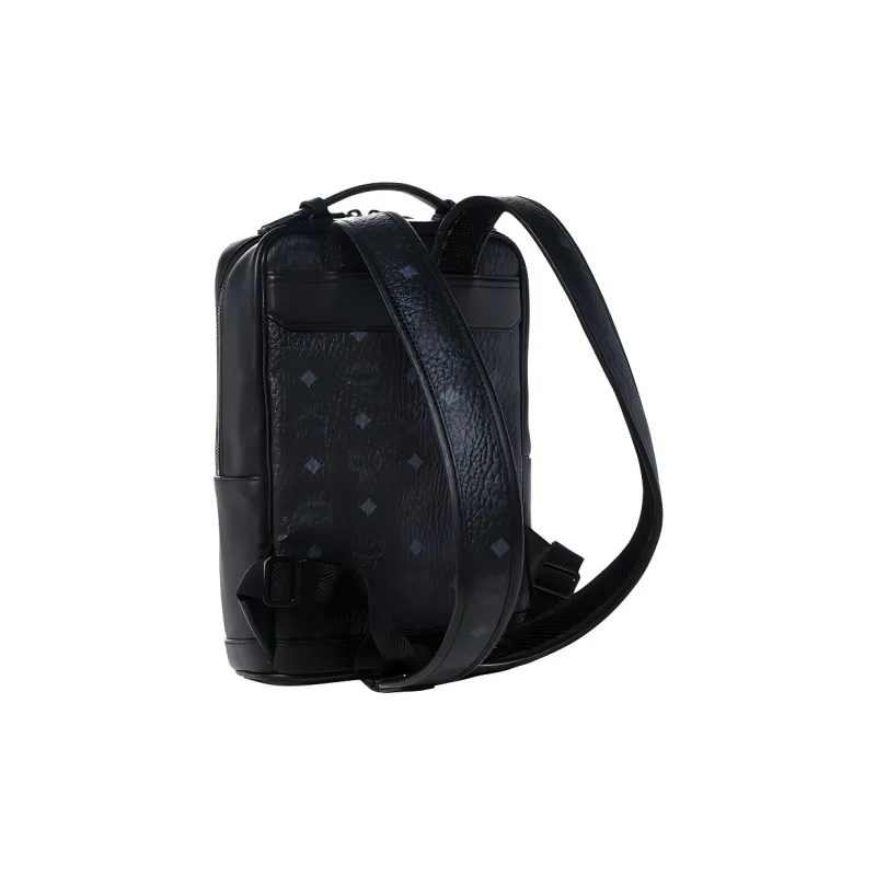 MCM Visetos Leather Backpack Unisex Black-2