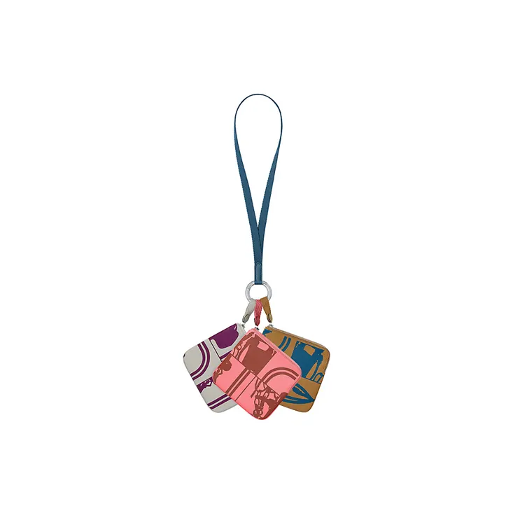 HERMES Carre Pocket Swift Leather Clutch Women's Summer Pink/Red Brown-2