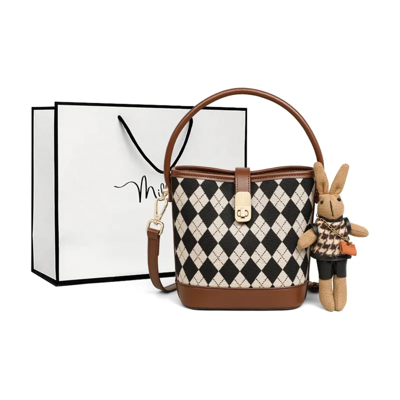 MILLIE'S Fabric Handbag, Shoulder Bag, Crossbody Bag Regular Women's Chessboard Coffee-0