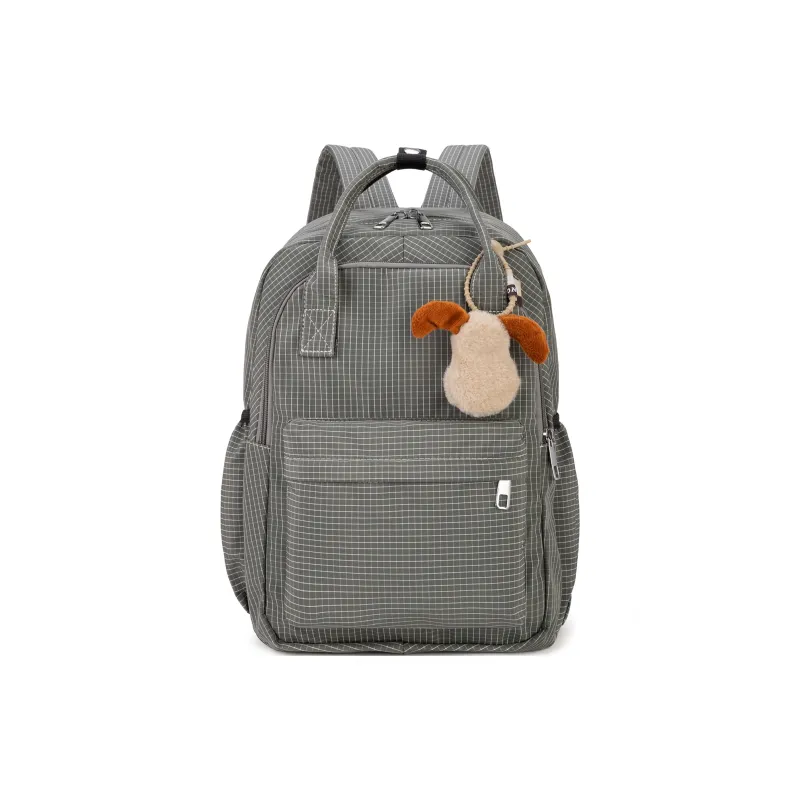 TAKI Nylon Campus Student Backpack Regular Unisex Ecru/Black/Green/Khaki/Coffee-12