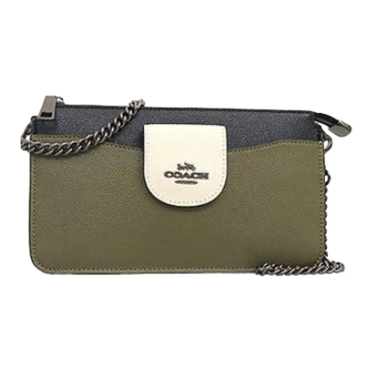 COACH POPPY Canvas With Leather Combo Bag Small Card Holder Crossbody Bag Small Size Women's Jasper-1