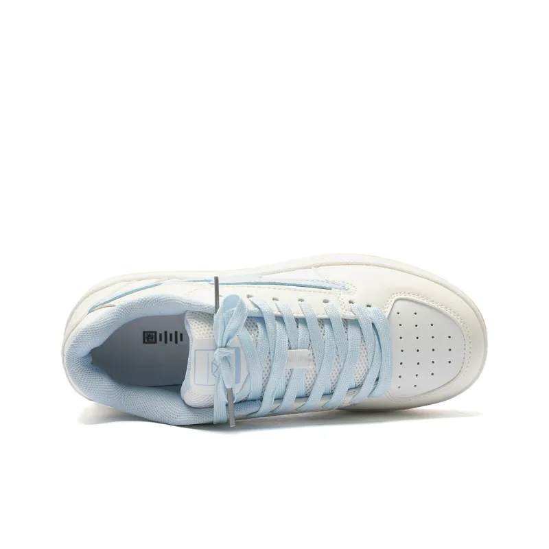 Circle Small Coverage Cushioning Abrasion Resistant Low Top Skateboard Shoes Unisex White Blue-4