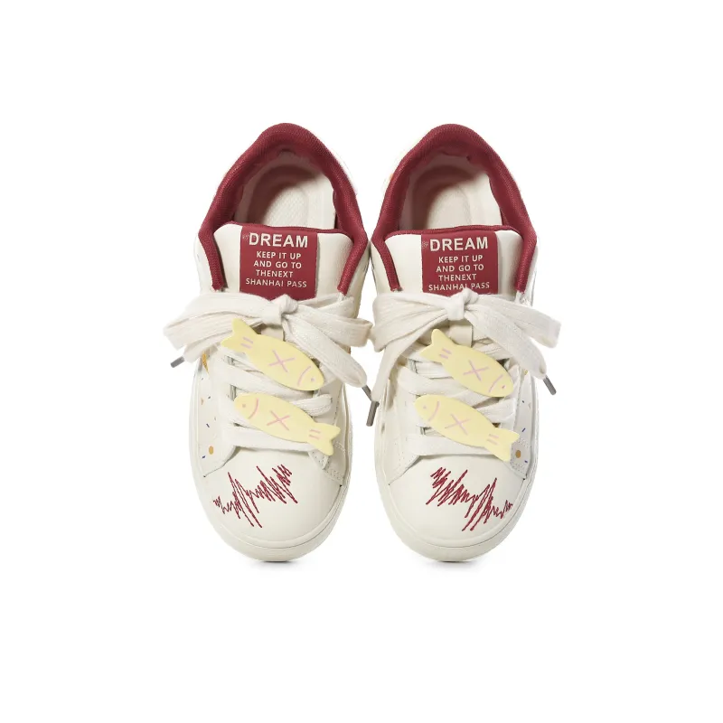 Lovely You Wear resistant And Lightweight Low Top Skateboard Shoes Women's Red Yellow-26