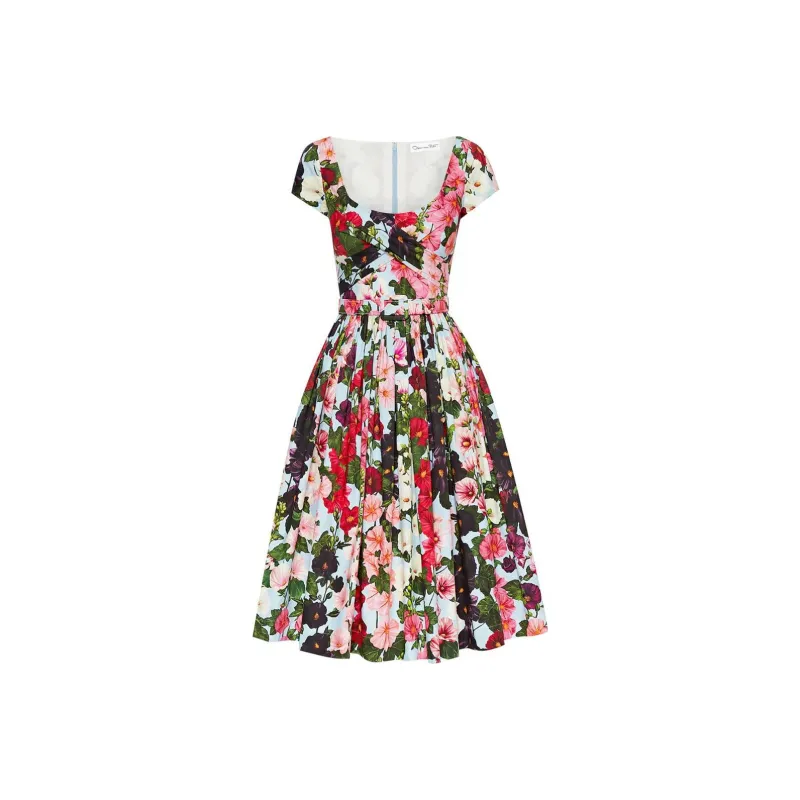 Oscar De La Renta Hollyhocks Scoop neck Dress-0
