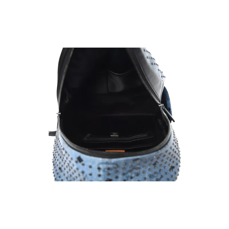 MCM Stark Visetos Leather Backpack Regular Unisex Blue-3