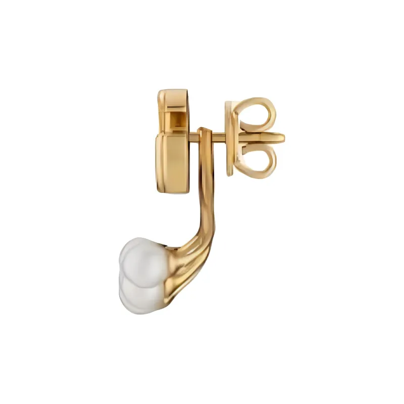 GUCCI Glass Pearl Stud Earrings Unisex Gold/White-1