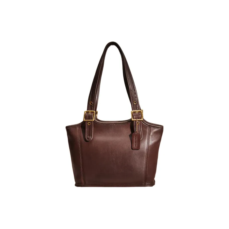 COACH Legacy Leather Tote Bag Shopping Bag Handbag Shoulder Bag Large Size Women's Coffee-0