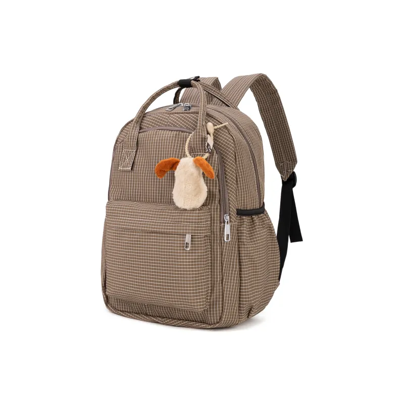 TAKI Nylon Campus Student Backpack Regular Unisex Ecru/Black/Green/Khaki/Coffee-9