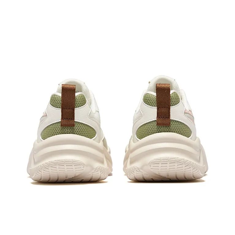 Erke Ci Wu Rebound Wear Resistant Breathable Low Top Casual Shoes Women's Microcrystal White Smoke Green-3