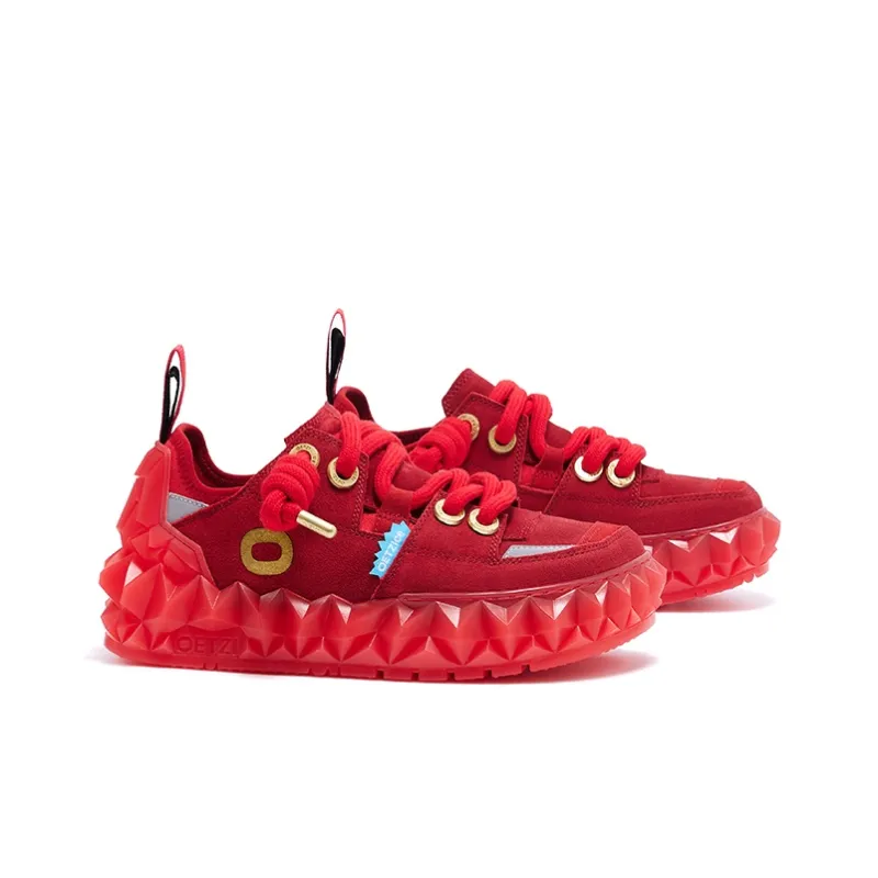 OETZI Low Top Skateboard Shoes Unisex Red-2