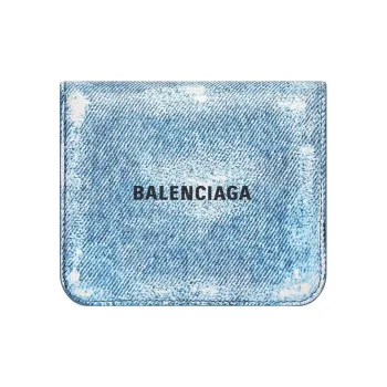 Balenciaga Lambskin Coin Purse, Card Holder Women's Blue