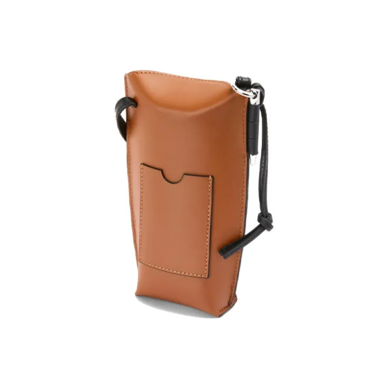LOEWE Soft Cow Leather Handheld One Shoulder Crossbody Cell Phone Pouch Women's Brown Yellow-1