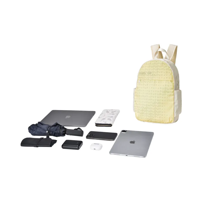 TURN UP Polyester Student Backpack Regular Unisex White/Yellow/Black-9