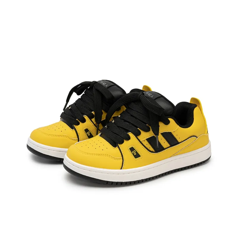 Little Red Man Cushioning Wear Resistant Low Top Skateboard Shoes Women's Yellow Black-4