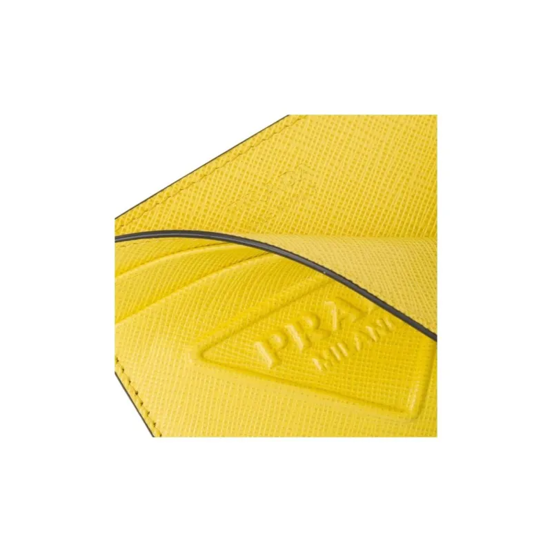 PRADA Leather Card Holder Women's Yellow-4