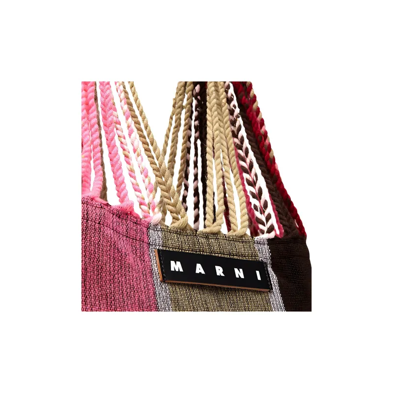 MARNI Fabric Hammock Bag Handbag Medium Size Women's Pink & Green & Red-3