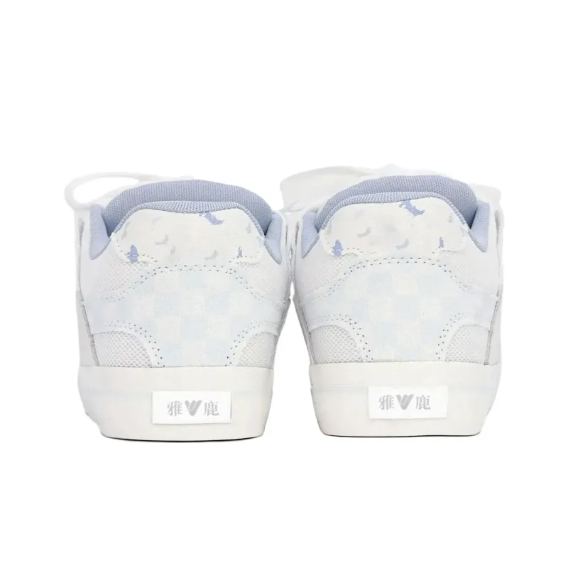 Yalu Wear resistant And Lightweight Low Top Skateboard Shoes Women's Cream Blue-5