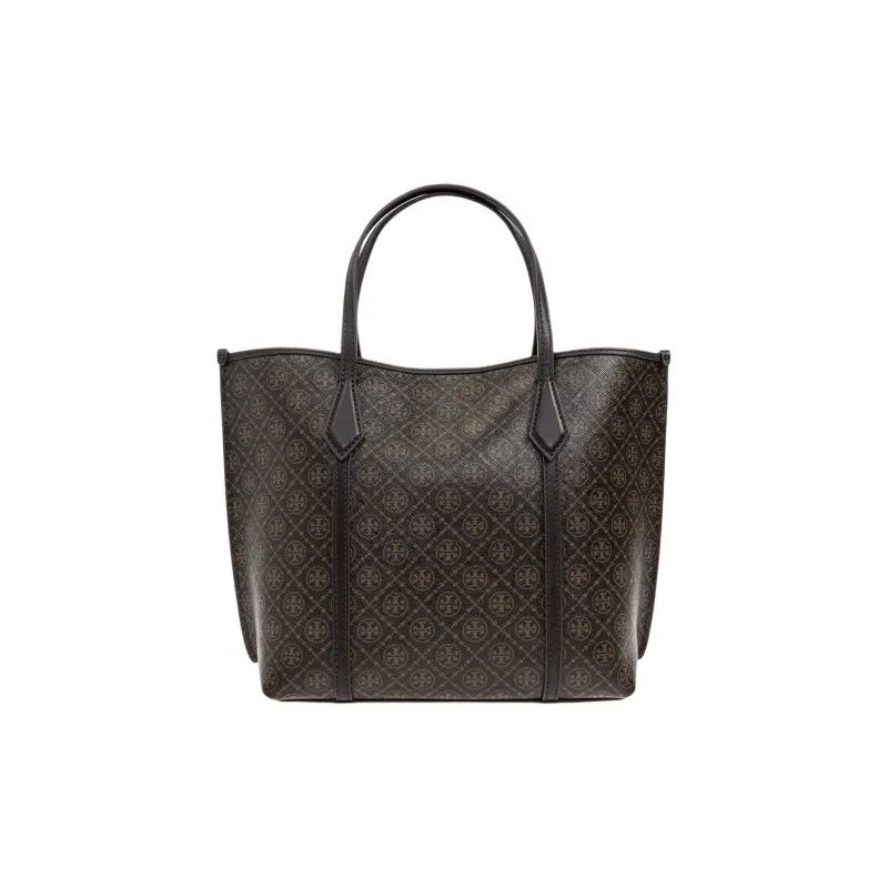 TORY BURCH Perry Canvas Tote Bag, Shopping Bag, Shoulder Bag, Crossbody Bag, Handbag Trumpets Women's Dark Brown-2