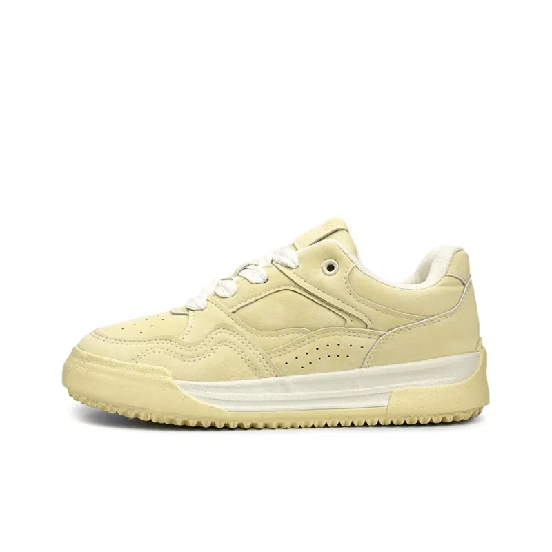 Mengsai Puffy Shoes Low Top Skateboard Shoes Women's Almond Yellow-1