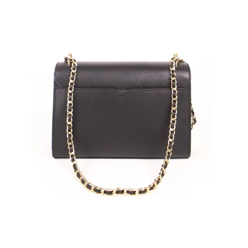 MICHAEL KORS Rose Leather Envelope Bag, Shoulder Bag, Crossbody Bag Medium Size Women's Pure Black-3