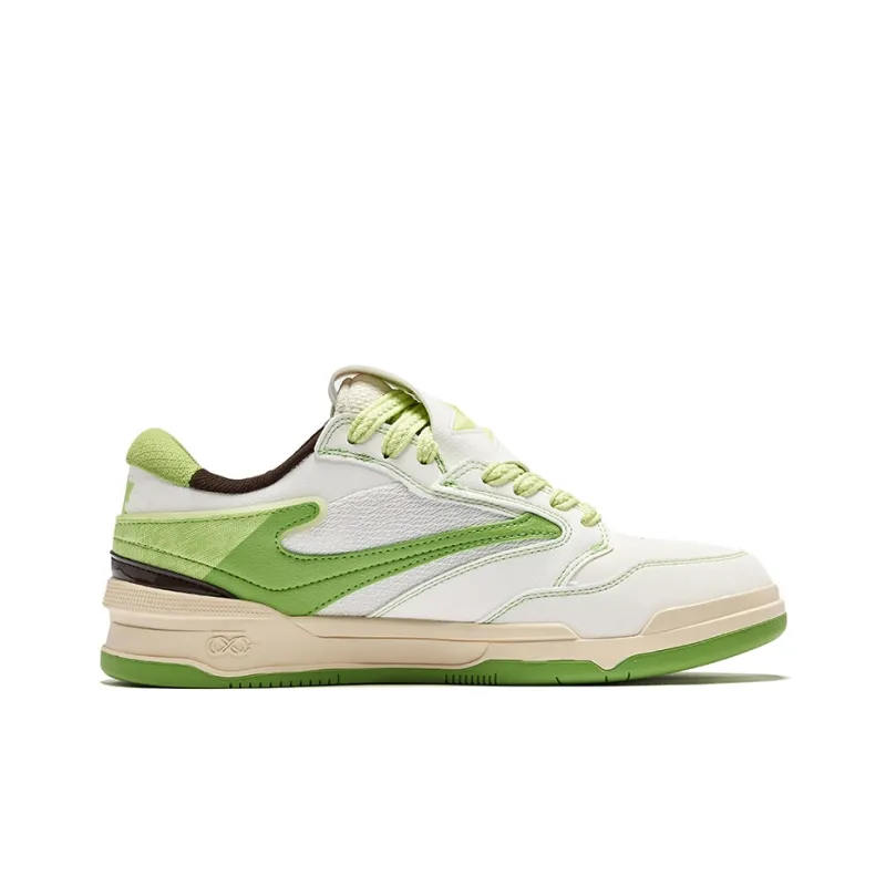 Erke Skateboard Shoes Women's Low Top Microcrystal White Apple Green-1