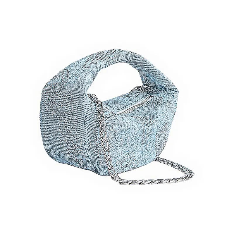 By Far Baby Cush Goat Leather One Shoulder Handbags Small Size Women's Denim Blue-1