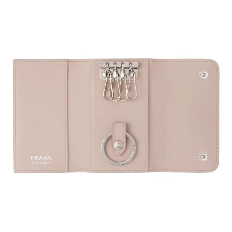 PRADA Leather Key Pouch Women's Water Lily Color-2