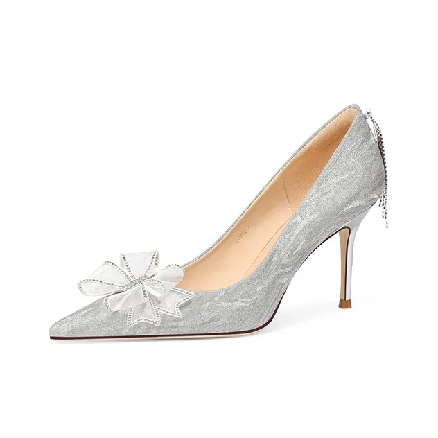 LOLY Slim Heel High Heels Women's Silver-6