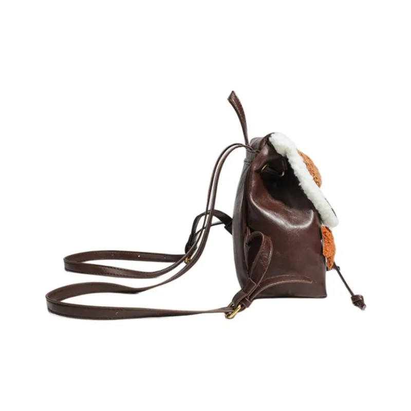 Worm's Home Artificial Leather Backpack Regular Women's Brown-3