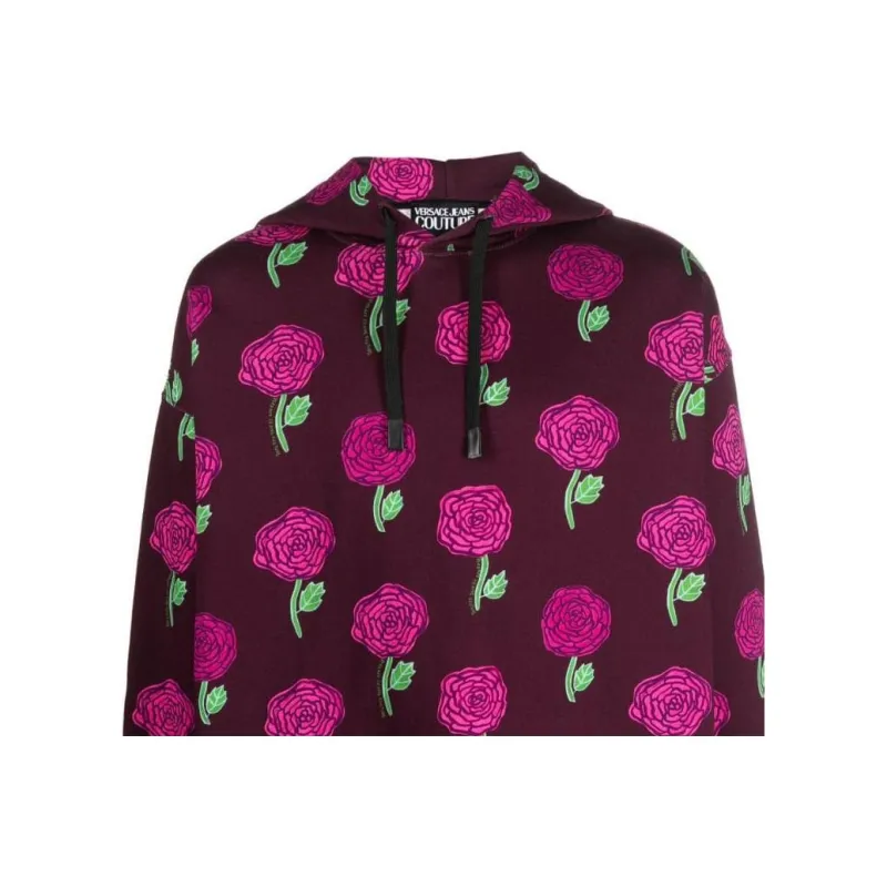 VERSACE JEANS COUTURE Rose print Cotton Hoodie-5