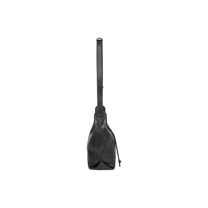 KAISER Crystal Vegetable Tanned Cow Leather Shoulder Bag Regular Women's Black/Brown-3