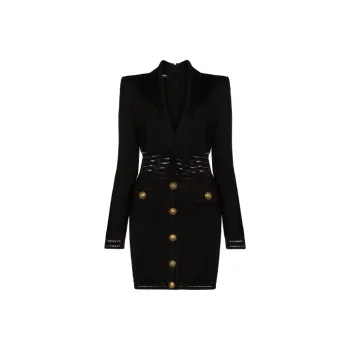 BALMAIN Long Sleeved Dress Women's Black