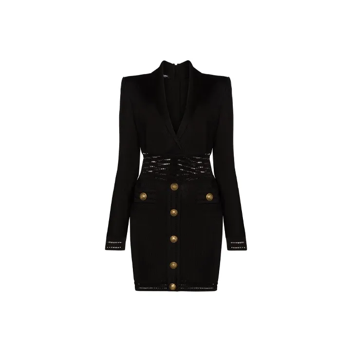 BALMAIN Long Sleeved Dress Women's Black-0