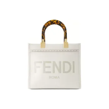 FENDI Sunshine Calfskin Tote Bag, Shopping Bag, Shoulder Bag, Crossbody Bag, Handbag Trumpets Women's White