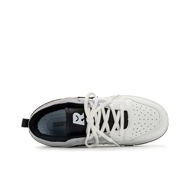 BEIER Stars Collection Durable Lightweight And Breathable Low Top Skateboard Shoes Unisex Black White-3